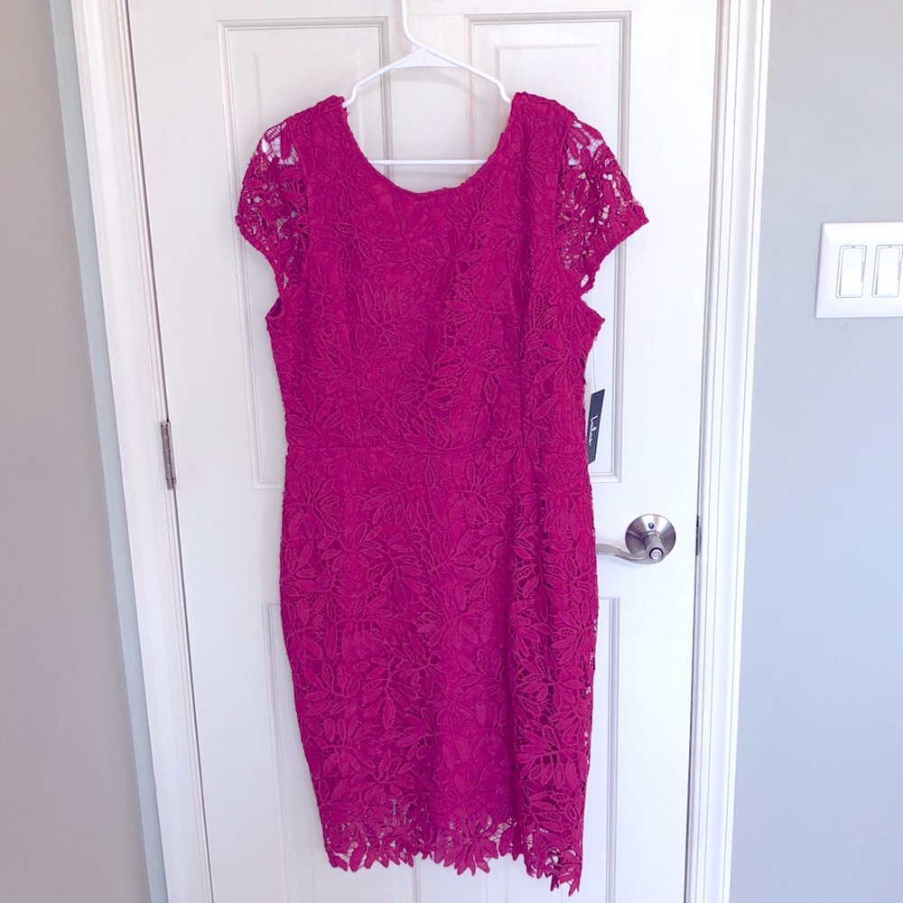 LULUS MAGENTA LACE DRESS